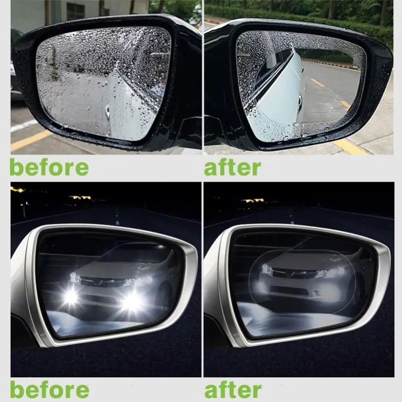 K1039 Car Rear Mirror 2Pcs Protective Film Anti Fog Film Window Clear Rainproof Rear View Mirror Protective  Accessories