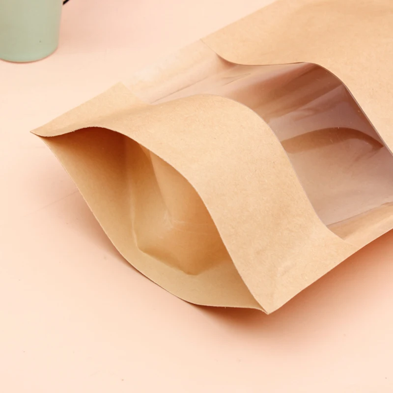 POLYSMARTS September Purchasing Festival Factory Discount Wholesale Kraft Paper Standing Zipper Plastic Food Packaging Bag