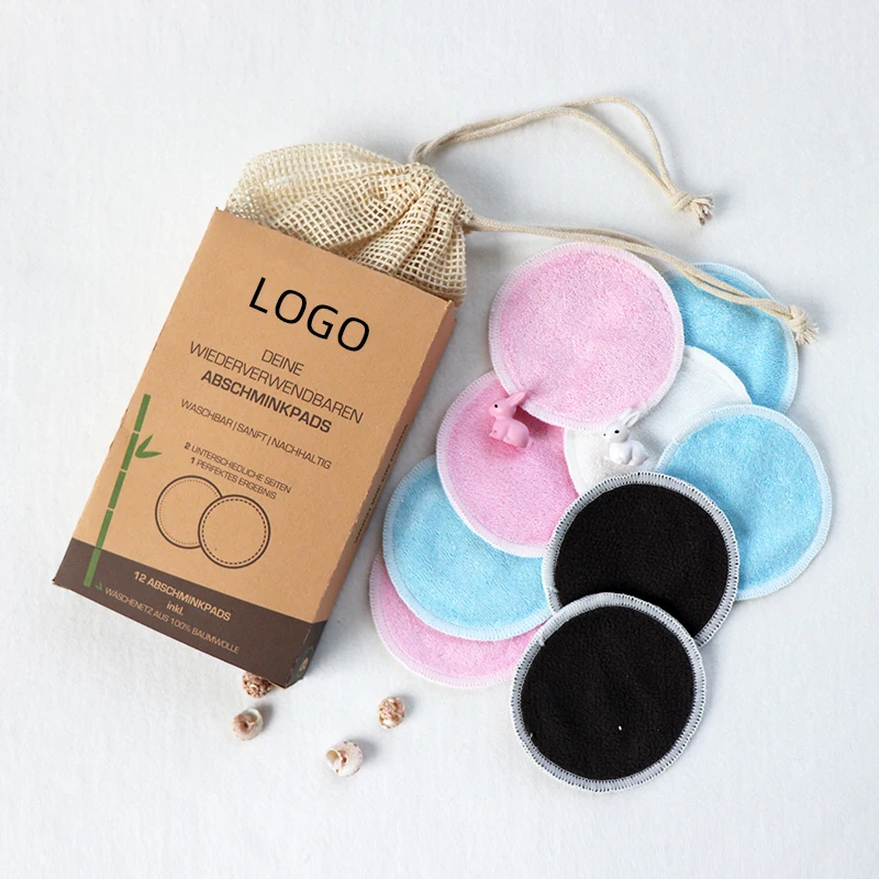 New Design 2 Layer Facial Cleaning Reusable Makeup Remover Pads Bamboo
