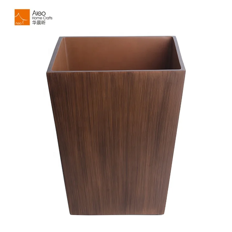 Eco Hotel Room Trash Can And Office Household Kitchen Waste Bin Durable Bathroom Trash Can With Wooden Grain