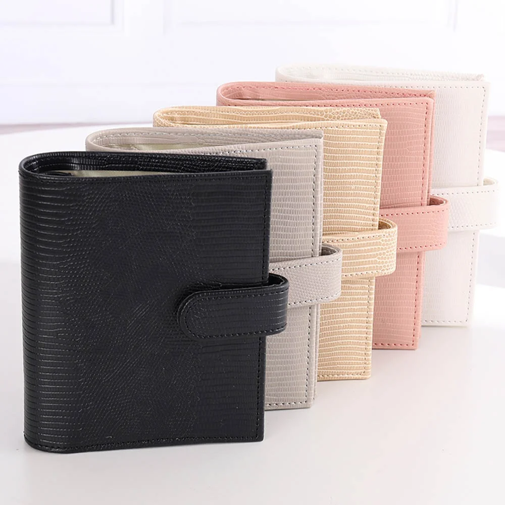 5 Existing Colored A7 Lizard Leather Pocket Luxe 6 Rings Binder Cover with Pen Loop & Card Slots for Money Organization System