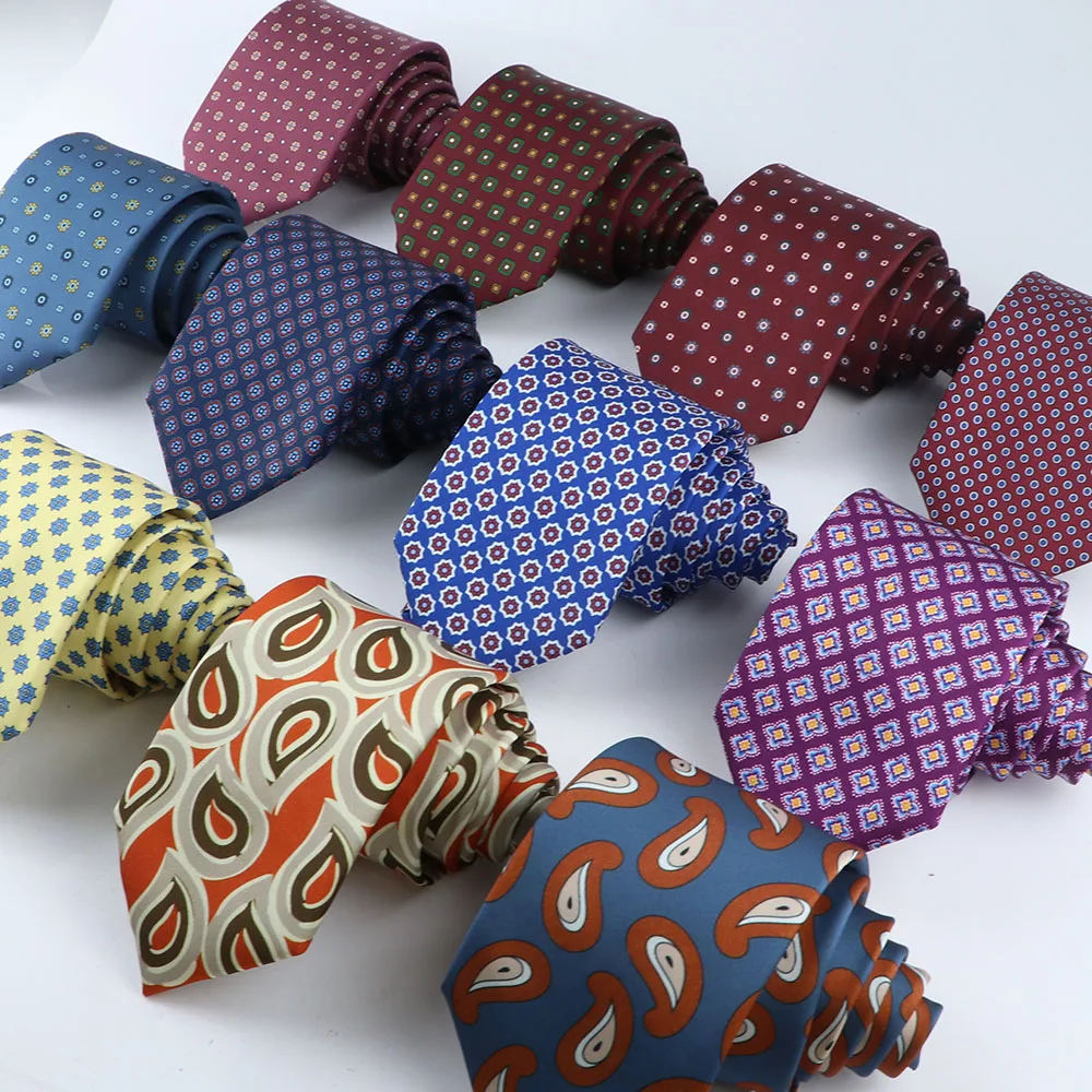 New Soft Silk Ties Bohemian Paisley Geometric Pattern 7.5cm Necktie For Men Wedding Business Meeting Casual Suit Gravat