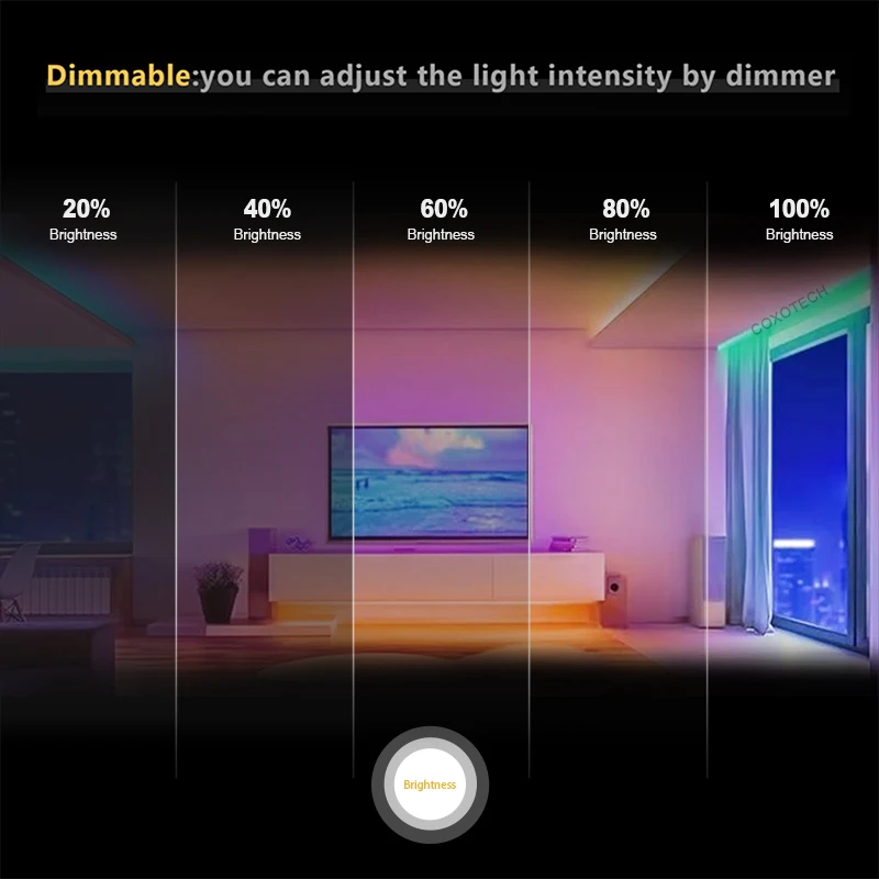 Coxo регулируемое управление Wi-Fi 120d 25 Вт smd 5050 3838 2835 rgb rgbw Светодиодная лента 100 м ip67 15 мм 12 В 24