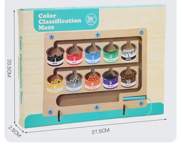 PT OEM&ODM Ice Cream Magnetic Color And Number Maze Wooden Magnet And Maze Game Magnetic Color Maze Board Puzzles