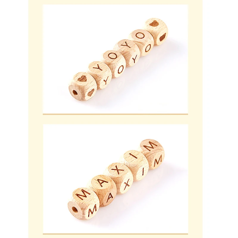 Beech Wood Single Alphabet beads english letter arabic numerals numbers month date wooden beads for jewelry making