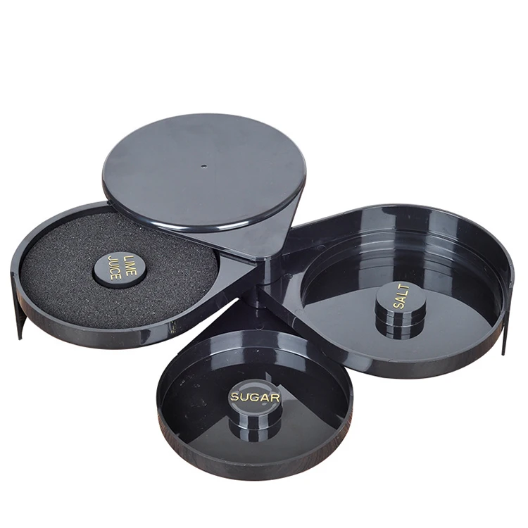 Bar Tools Pneumatic 3-tier Foldable Salt Box Margarita Cocktail Glasses Sugar Salt Rimmer Set With Lid