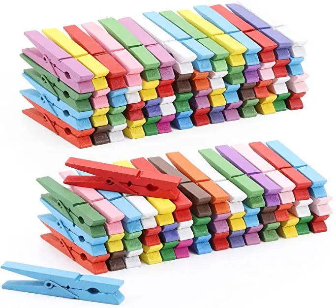 100 шт. цветные прищепки Tailai, деревянные тяжелые прищепки для одежды с прочной пружиной, деревянные зажимы для прищепок, зажимы