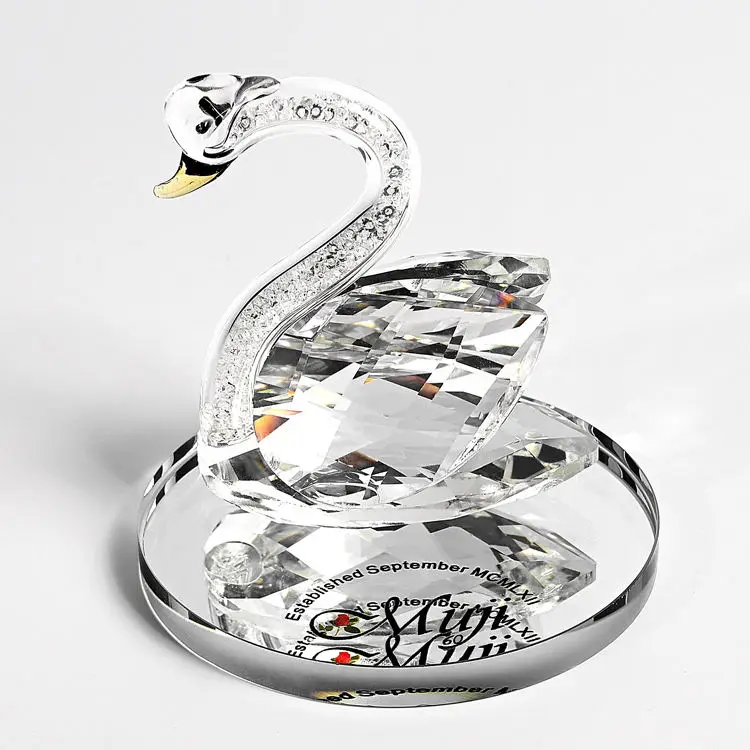 JY Home Decorative Table Centerpiece Glass Ornament Crystal Swan Figurine
