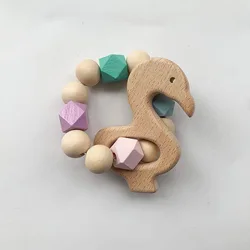 New Design Sensory Baby Teething Toys Rattle Soft Bpa Free Wood Baby Teether