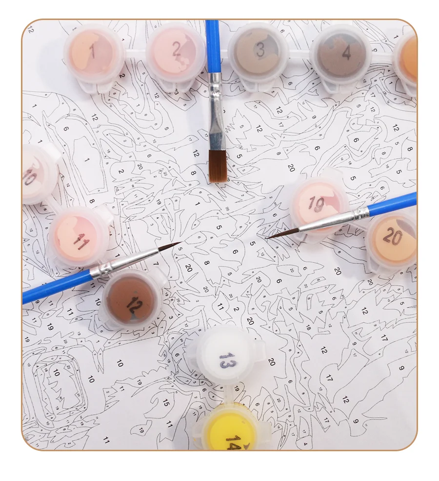 A123 Pink Camellia Painting By Numbers 4050 size With Inner Frame Optional 26 Styles Flower Painting By Numbers Oil Paintings