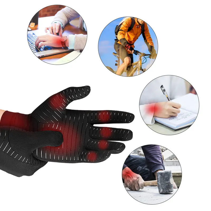Copper Fiber Compression Anti-arthritis Chemotherapy Gloves Outdoor Cycling Sports Anti-slip Resistant Gloves Compression Gloves