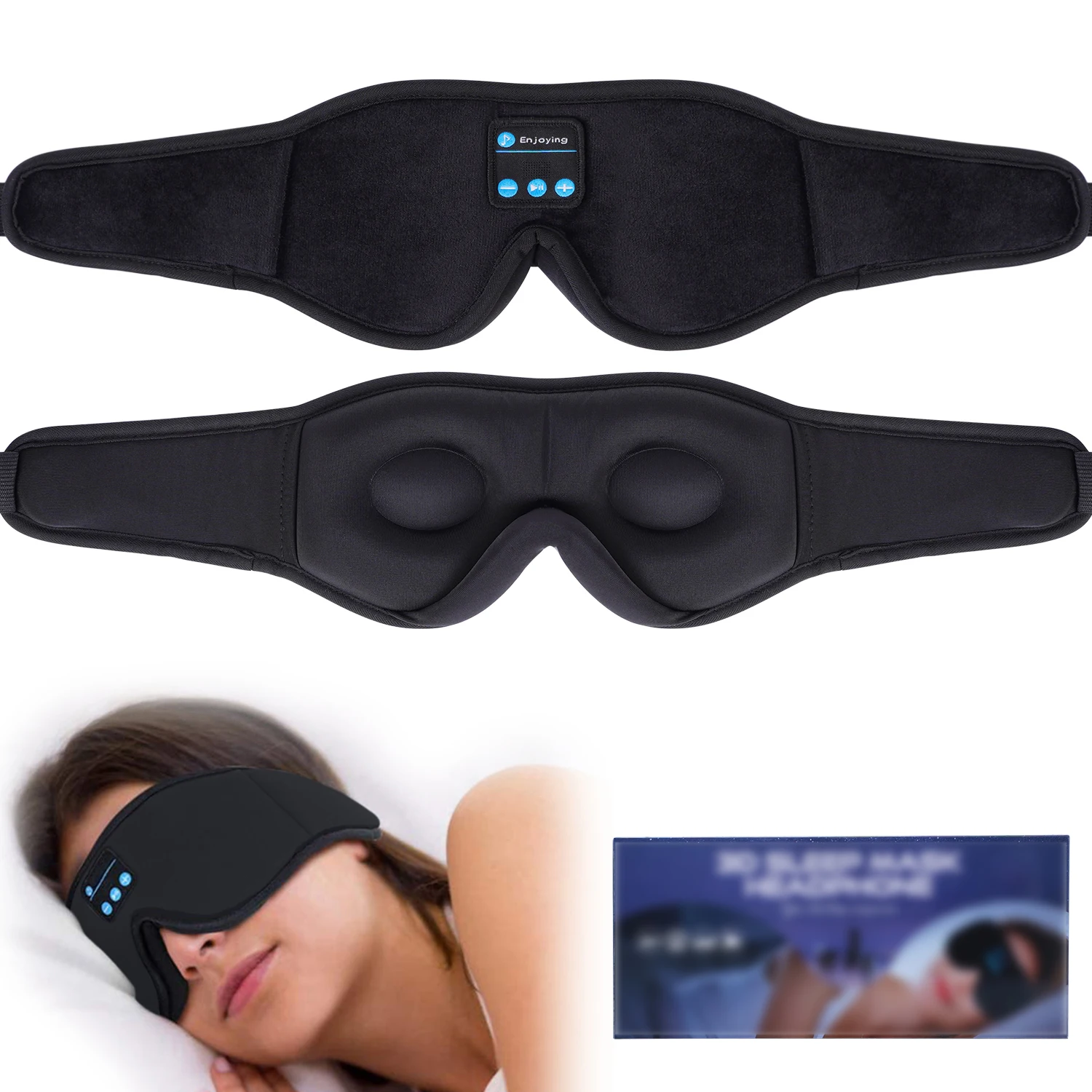 Sleep Headphones Headband Blue tooth Wireless Adjustable Travel Music Handsfree Stereo Noise Cancelling 3D Sleeping Eye Mask