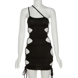 Sexy sheath dress sleeveless elastiffs  hollowed out binding for summer club 2022 new fashion bodycon dress