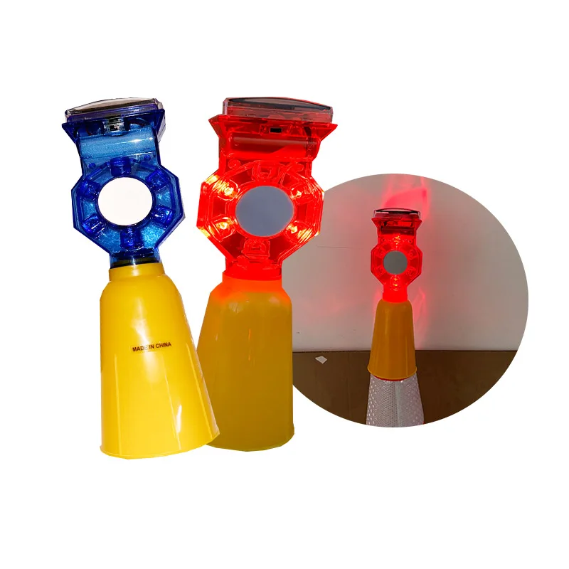 Solar led warning blinker light for road safety traffic cone
