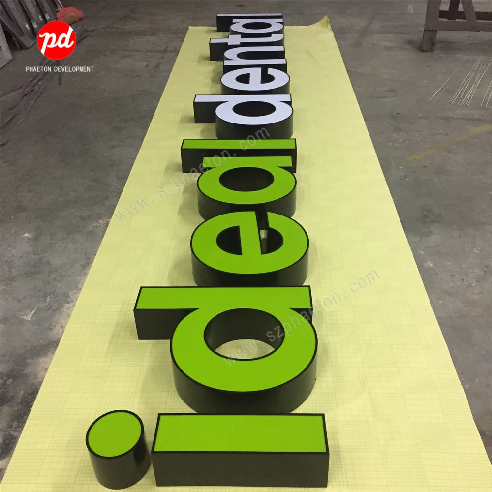 Custom 3d Led Light up Illuminated Channel Letter Sign Front Lit Metal Shop Banner Acrylic Dental Signs