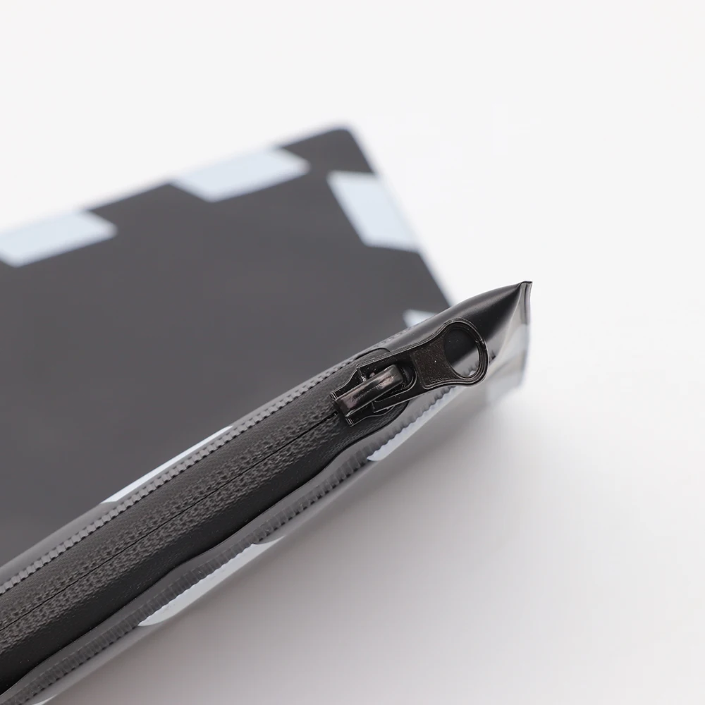 Simple black  clothing hat  waterproof zipper bag custom printed logo black pvc pouch bag