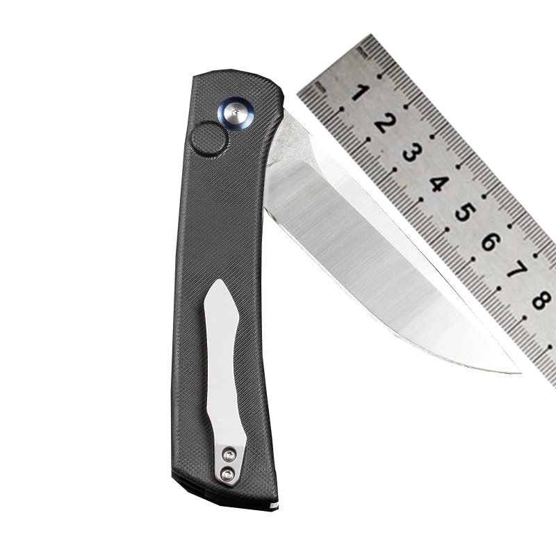 OEM high hardness 58-62HRC CNC blade and G10 built-in bearings folding camping knife with gift box