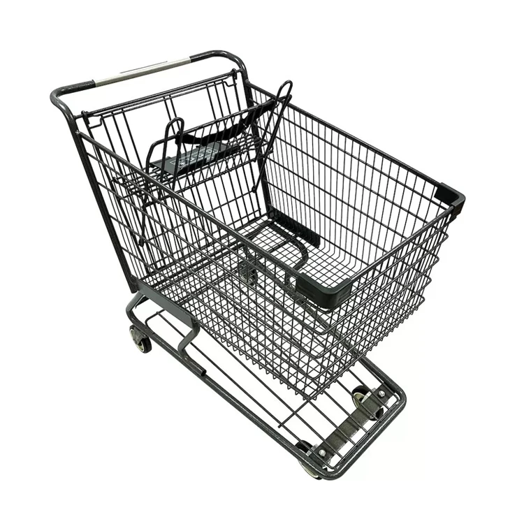 Large Size Supermarket Shopping Plastic Green Color Push Cart