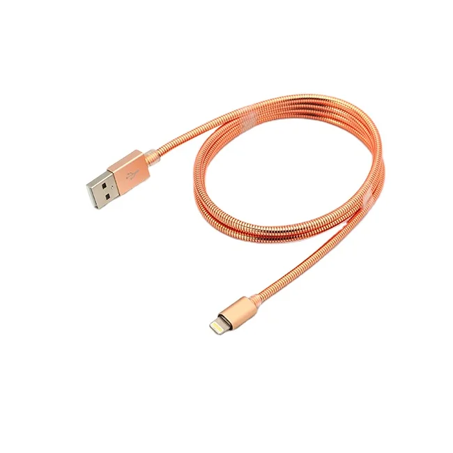 2020 Hot Metallic Spring Cable MFi Factory USB-A Cable for Iphone/lightning cable TPE Material 100cm OEM Supported