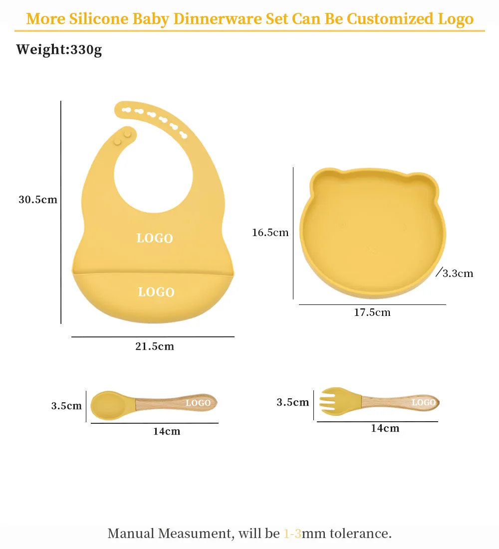 Custom Toddler Children Tableware Kids Dinnerware Babies Silicon Food Feeding Suction Baby Bowls Spoon Silicone Plates Set