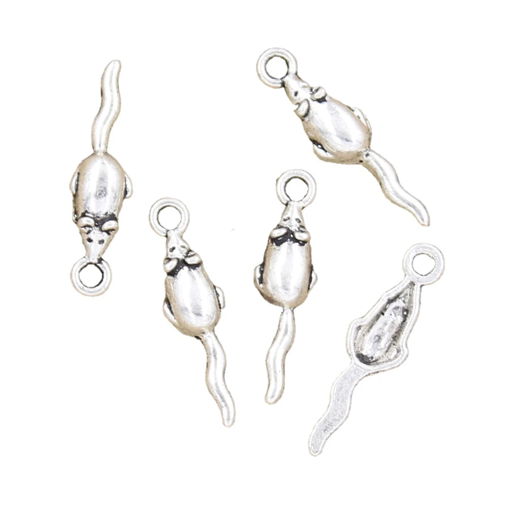 Charms lovely mouse 24x6mm Tibetan Silver Color Pendants Antique Jewelry Making DIY Handmade Craft