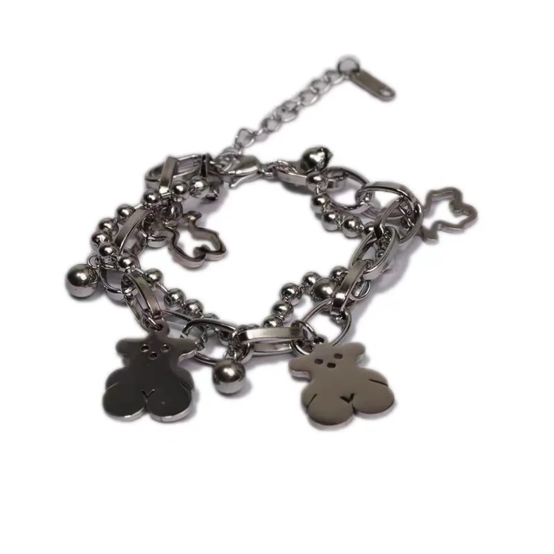 Bear bracelet female color preservation dark wind student Korea simple bestie Internet celebrity hip-hop trend to prevent fading
