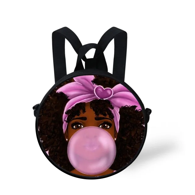 
Queen School Bags for Girls Boys Black Girls Magic Melanin Poppin Pattern Kids Backpacks Cute Round Bag 
