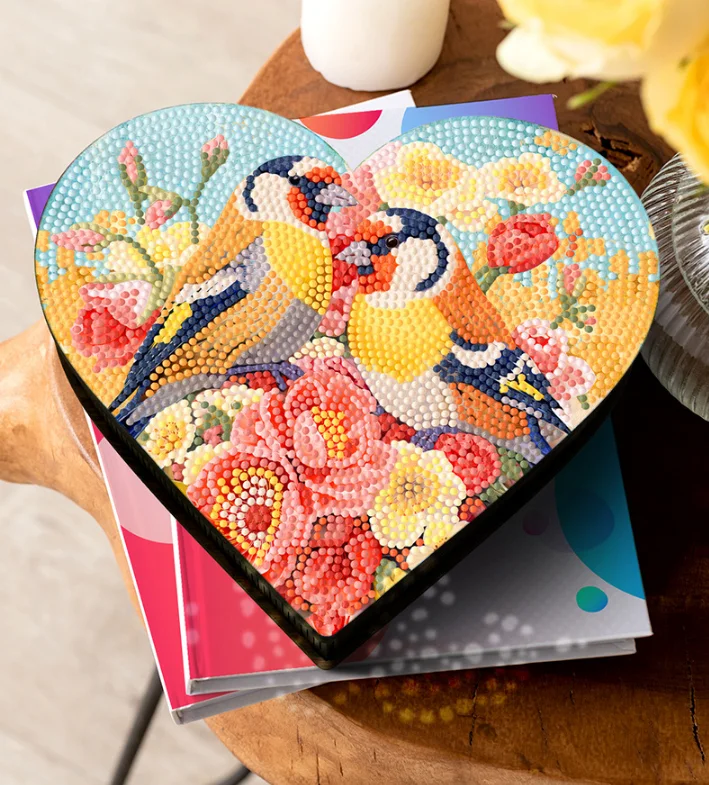 COOLEVE Factory Accepted Custom Diamond Painting DIY Storage Box Handmade Cartoon Design Wood Large Capacity Resin Crafts