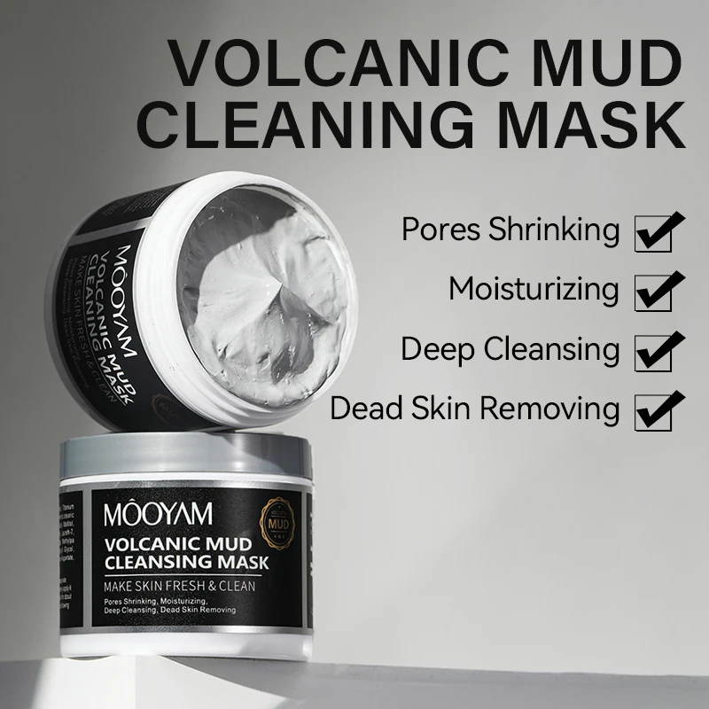 Facial Volcanic Mud Mask Pores Shrinking Moisturizing Deep Cleansing Dead Skin Removing 150ml MOOYAM Volcanic Mud Cleansing Mask