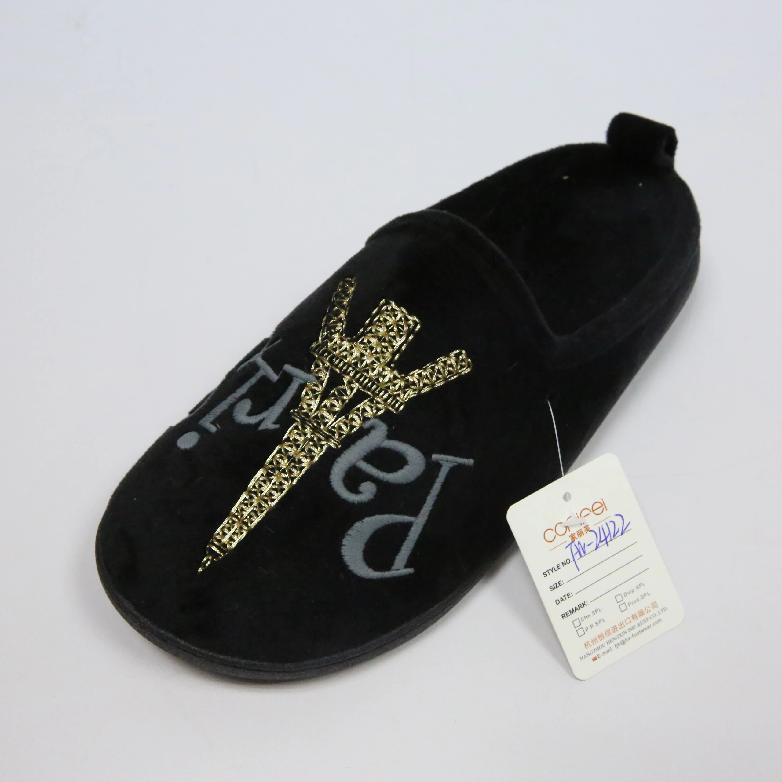 CORIFEI 2024 European Hot Sale fashion embroidery bedroom felt slippers for women flat