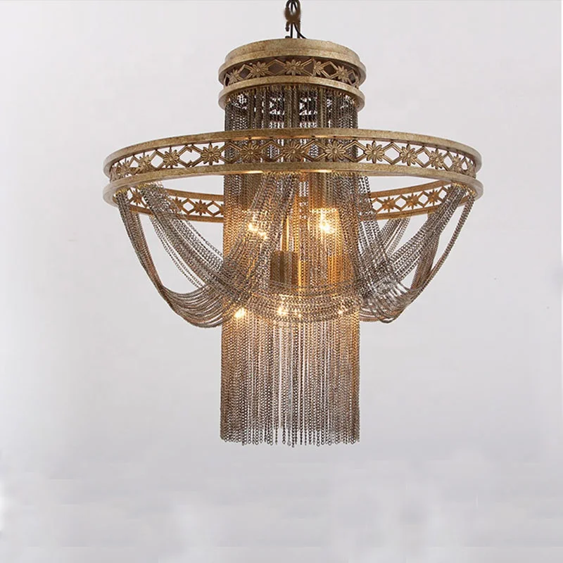 New design french empire iron chain chandelier 8-lights decorative lighting interior pendant lamp