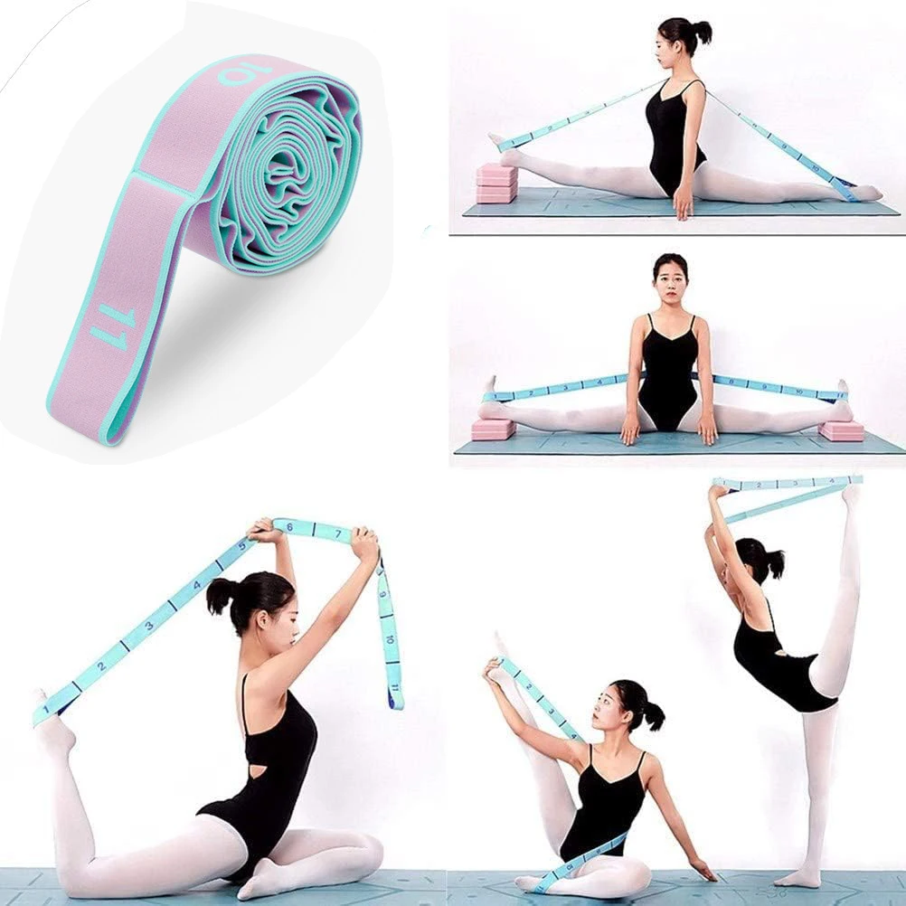Elastic 11 Loops Yoga Stretching straps for Dance Gymnastics exercise Training fitness physical therapy stretch strips bands