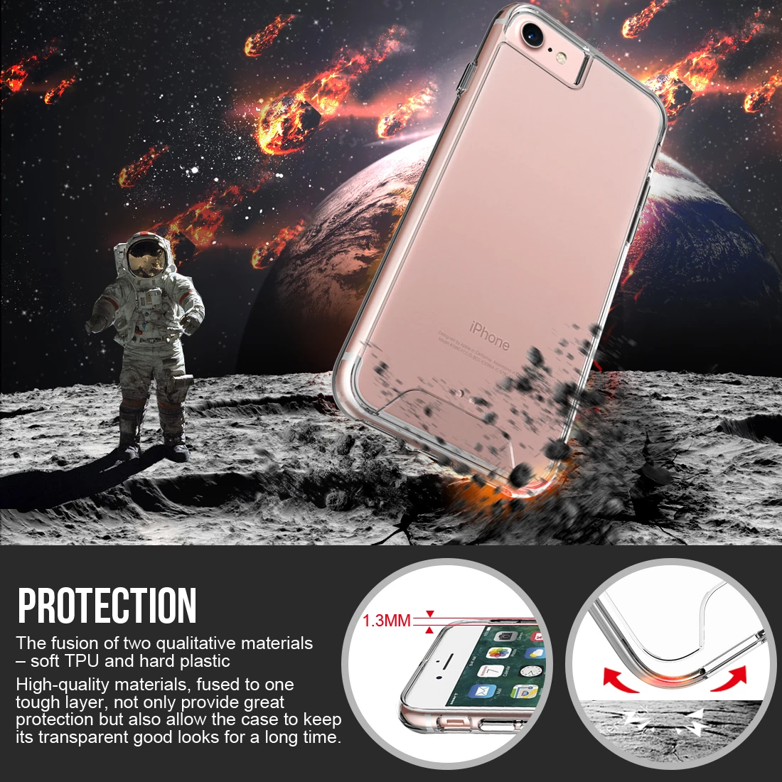 Crystal Slim Phone case Shockproof TPU+PC Space case mobile phone accessories for iphone 7 plus XR XS MAX