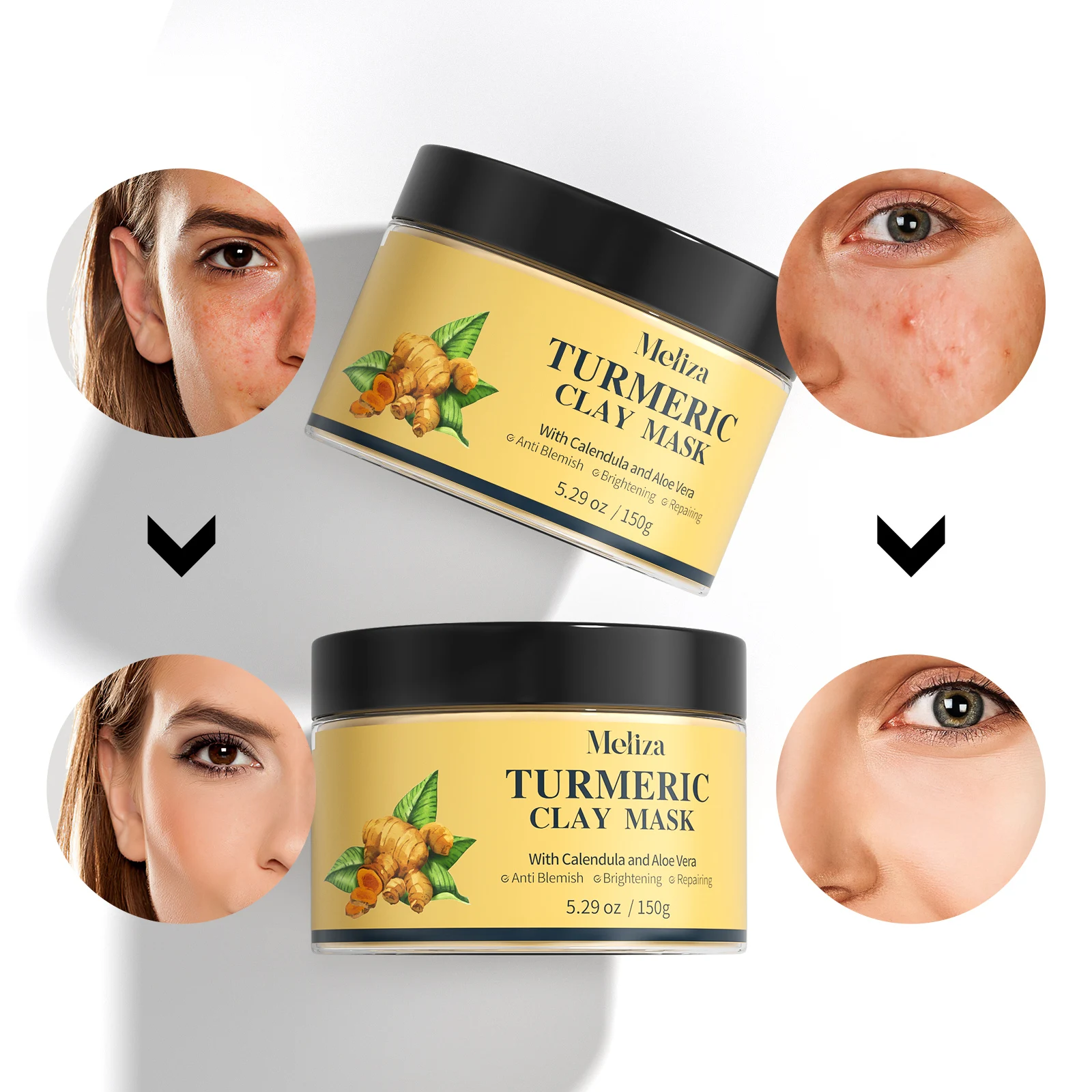 Professional OEM Skin Care Turmeric Clay mask Brightens Repairs Anti-Aging Cosmetic Turmeric Powder Clay Mud Mask for women