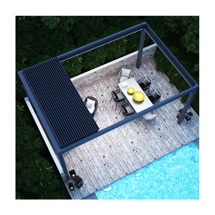 3x3 6x6 Veranda remote automatic garden patio canopy shade balcony corner aluminium retractable pergola esterna