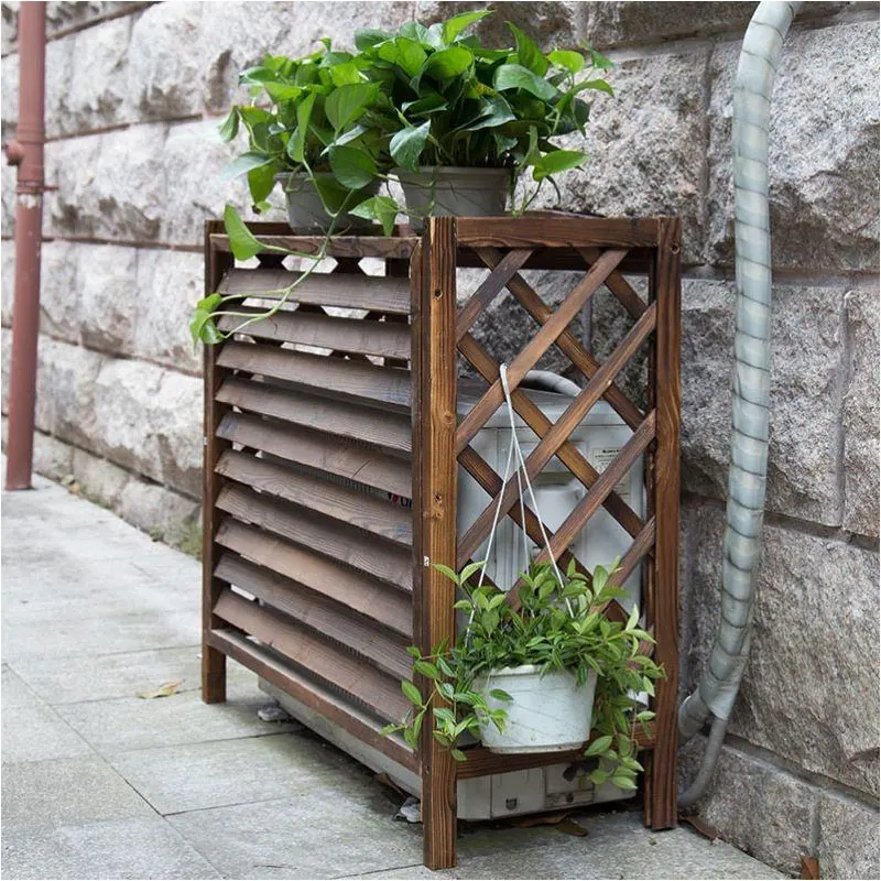 Custom Outdoor Wooden Rack Air Conditioner cover Flower Rack Stand flower pot for furniture decoration