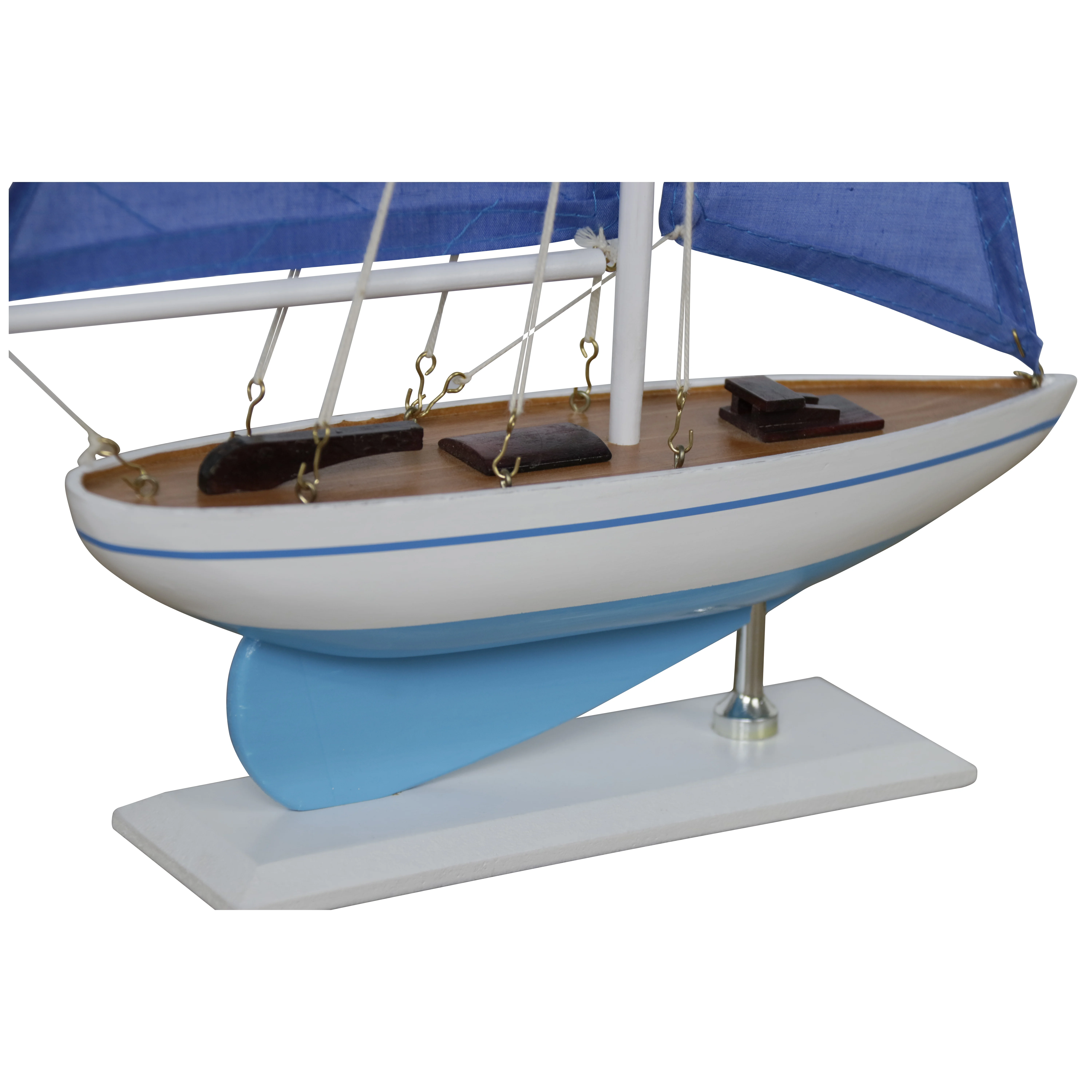 custom name gift Wooden blue pacific sailer model diy sailboat decoration pond yacht racing boat