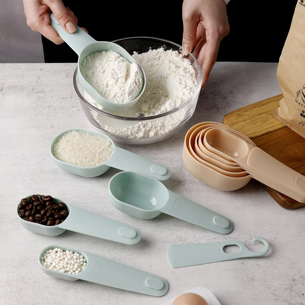 High quality household food grade multi sizes 5 pcs plastic wholesale unique measuring spoons