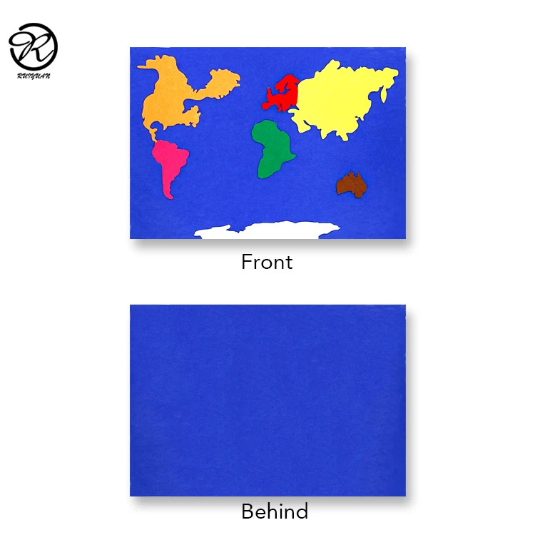 
new design felt continent world map felt baby education toys world map felt puzzle mat 