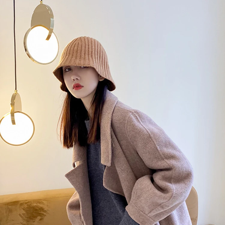 Fashion Cute Caps Knitted Beggar Felt Bucket Hats Women Fisherman Hat