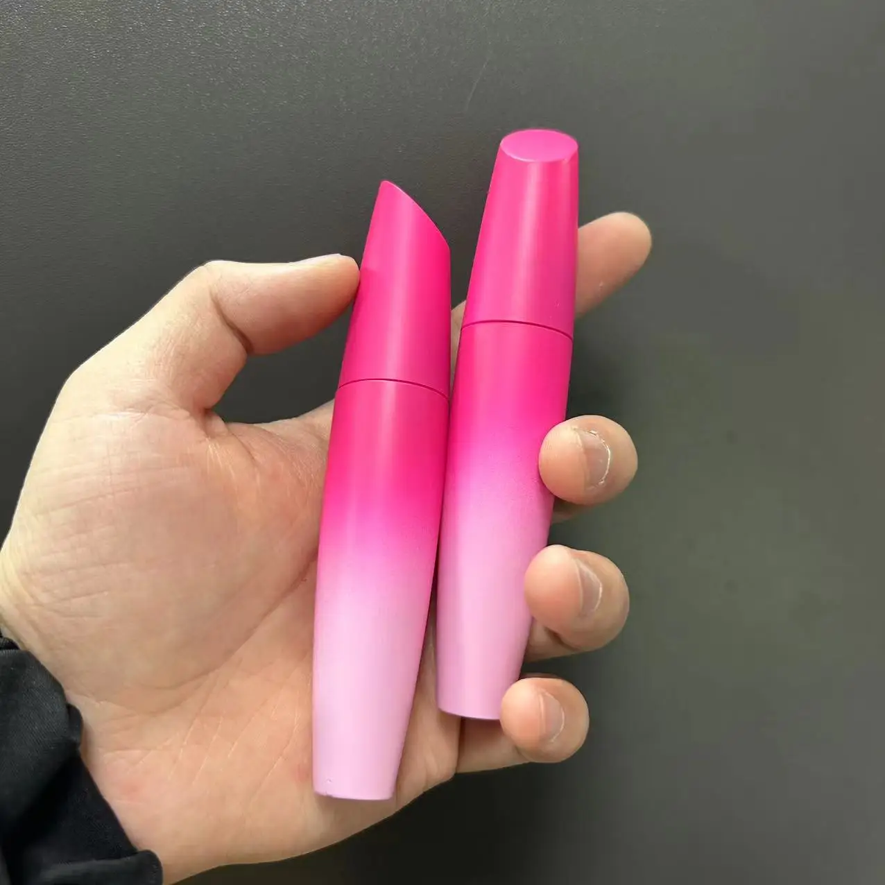 cute luxury round plastic pink mascara tube cosmetic empty mascara container matte broken hair wax stick bottle with wand