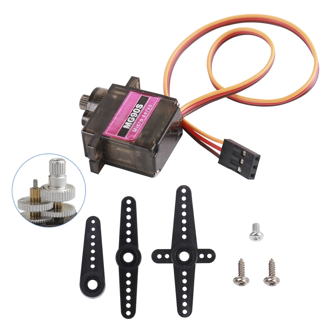 Микро MG90S, 13 г, Алюминиевый металлический редуктор, аналоговый серводвигатель, 4,8-6 В, Радиоуправляемый вертолет, самолет, катер, автомобиль, самолет, трекс, 450 игрушка, DIY