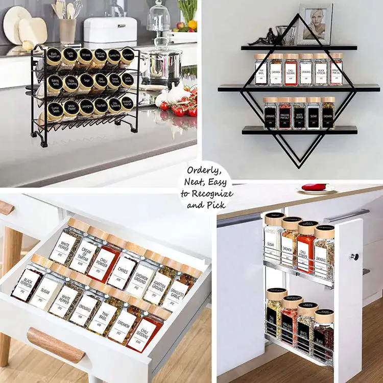 Kitchen Accessories Especiero Wood Top Spice Jar Cristaleria Para Cocina Pot a Epices Kitchen Gadgets Spice Jar With Labels
