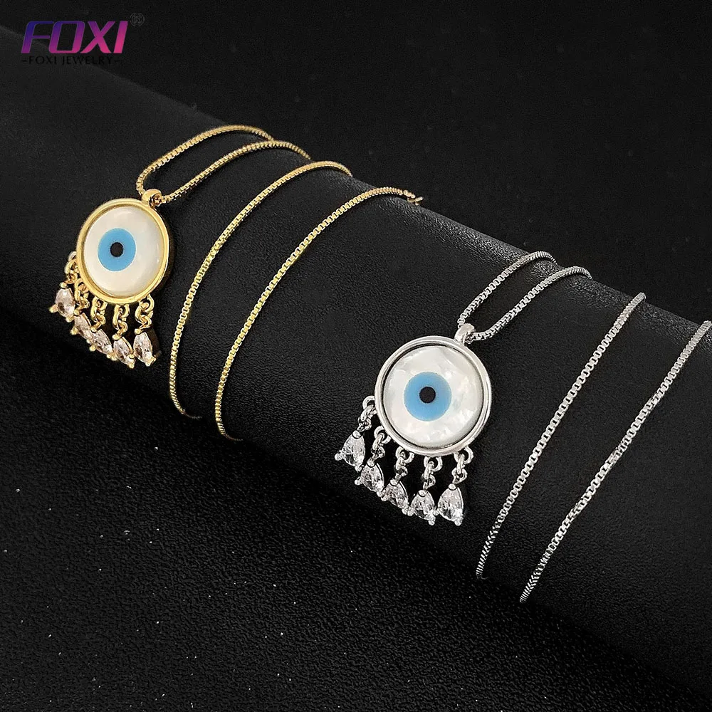 Оптовая продажа, модное регулируемое ожерелье из стерлингового серебра с изображением злых глаз