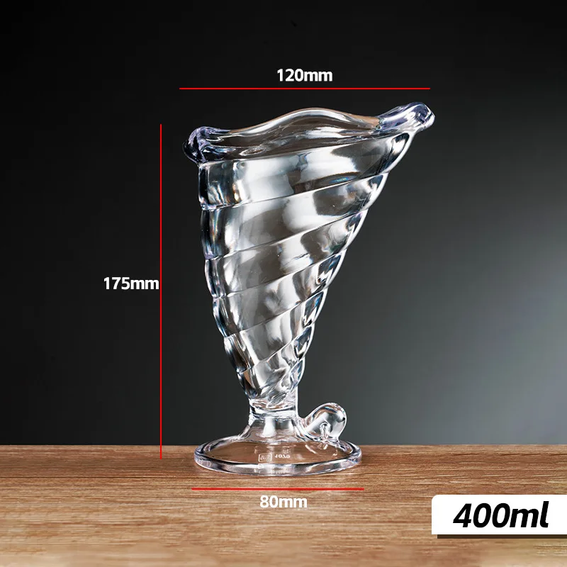 European Style Embossed Acrylic Ice Cream Bowl Creative Dessert Bowl Stained Anti-fall High Transparent Plastic Dessert Bowl