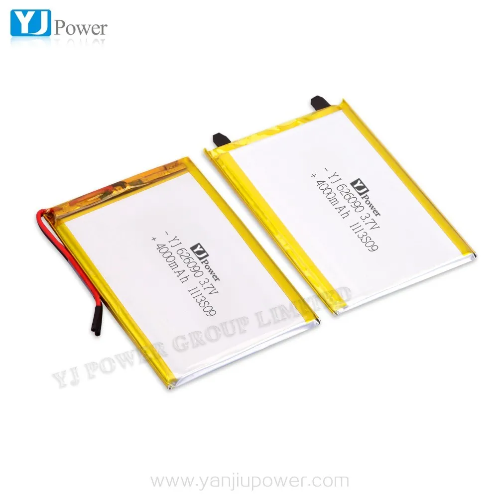 YJ  A Grade  Rechargeable Lithium Polymer Battery 3.7 V 626090 4000mah KC UI certified lithium ion battery cell OEM/ODM accept