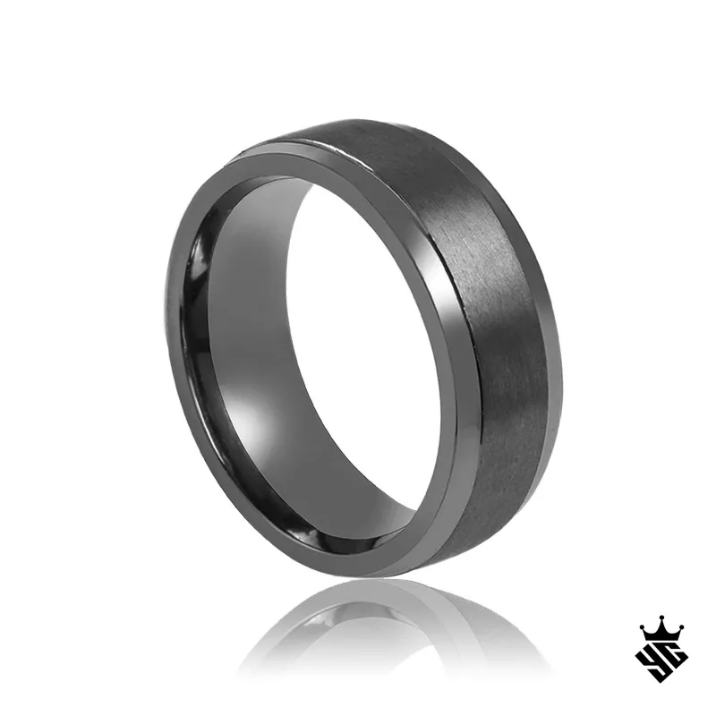 Pure tantalum ring natural grey color high polished wedding ring