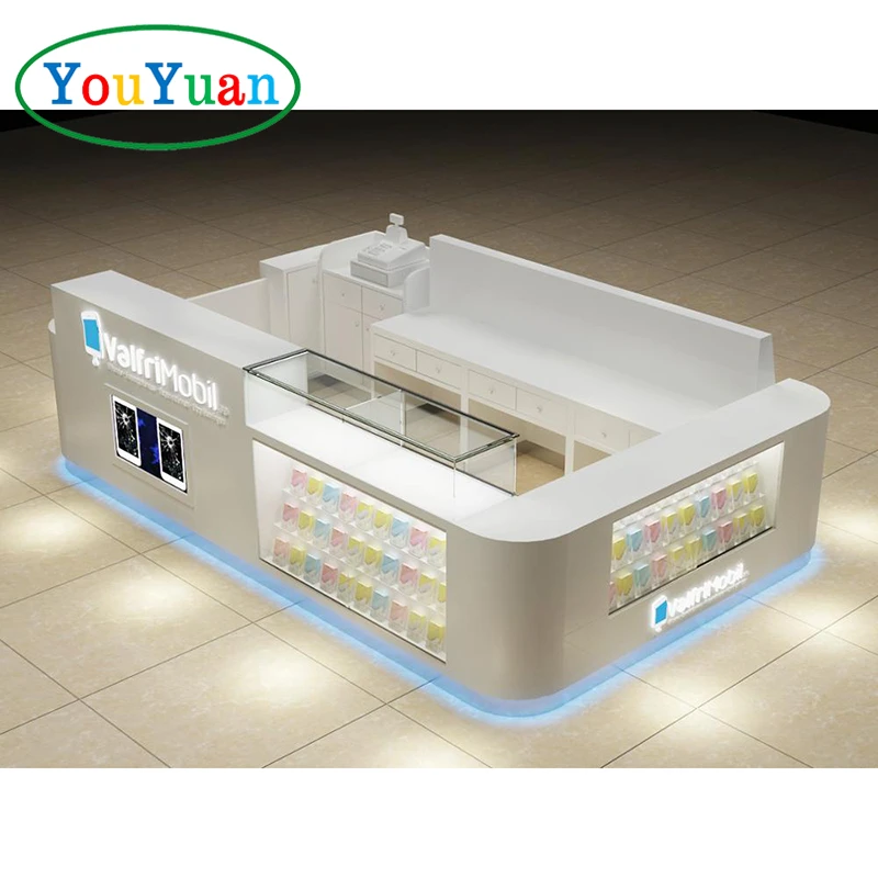 Modern Accessories Glass Mobile Phone Case Display Showcase Custom Shopping Mall Kiosk for Cell Phone