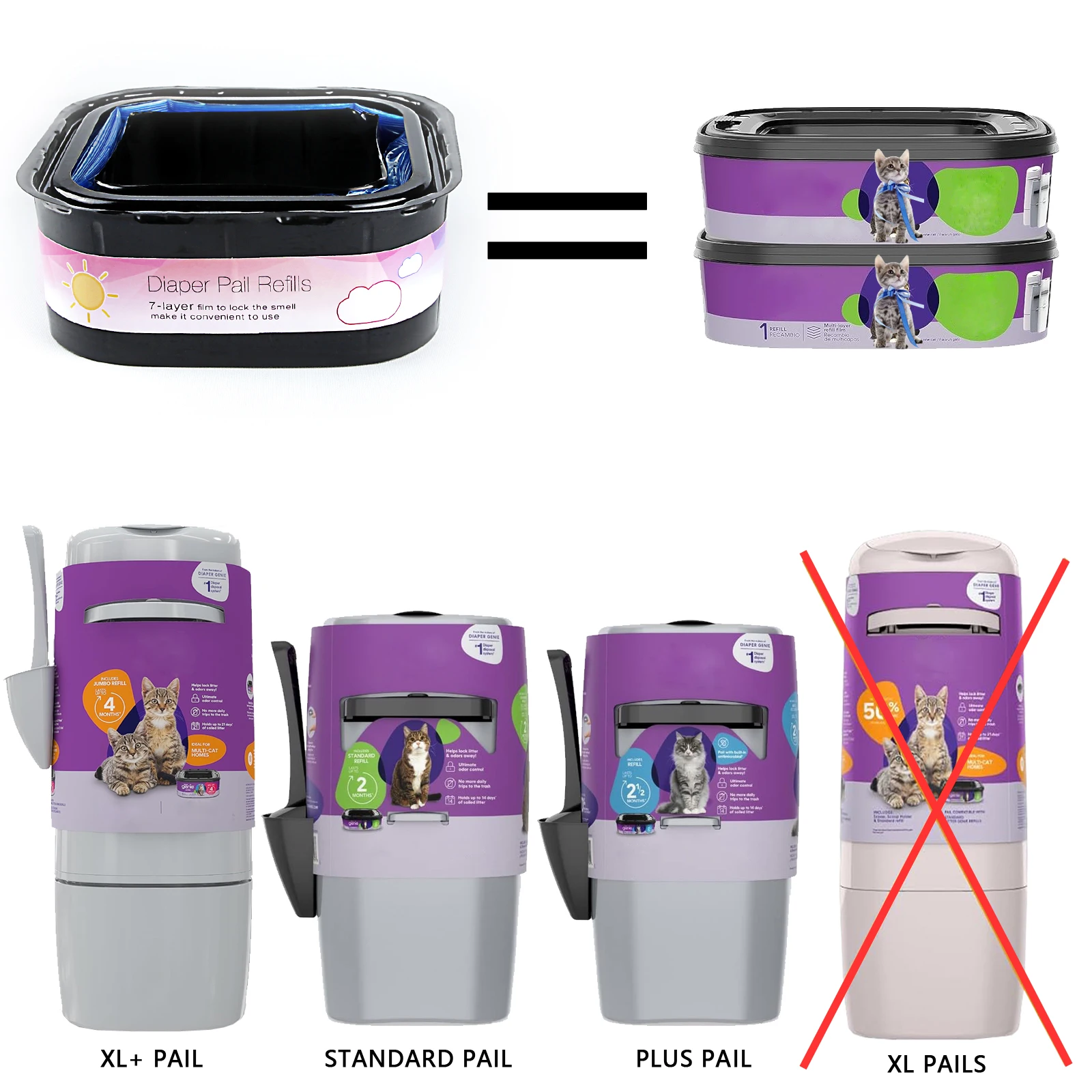 Jumbo Cat Litter Refills Bags Cat Litter Bags Compatible with Your Genie Litter Refill (NOT Compatible with XL Pails) Black