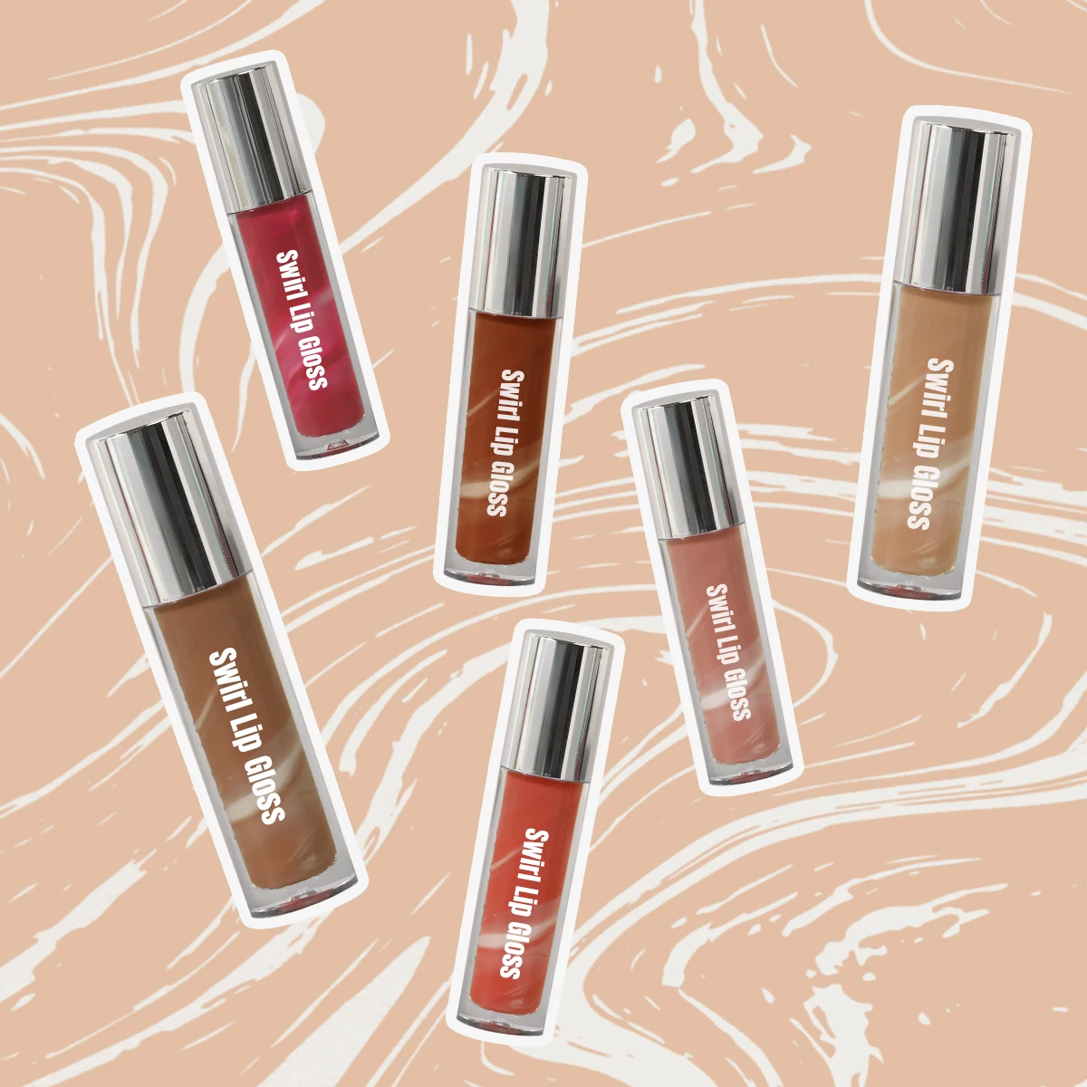 OEM Cute Marble Swirled Texture Make Up Glitter Custom Glossy  Lip Plumper Gloss Private Label In Tubes Low Moq Glossy Lip Gloss
